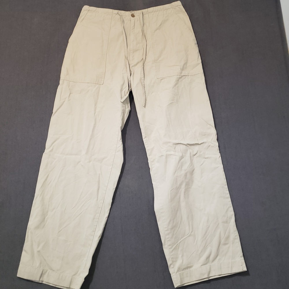 John Henry Pants Mens Size Large Drawstring Tan Cotton‎